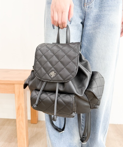 WEGO(ウィゴー)の「WEGO/メタルパーツキルティングミニリュック(バックパック/リュック・レディース・ブラック/ホワイト・FREE)」の10枚目の写真