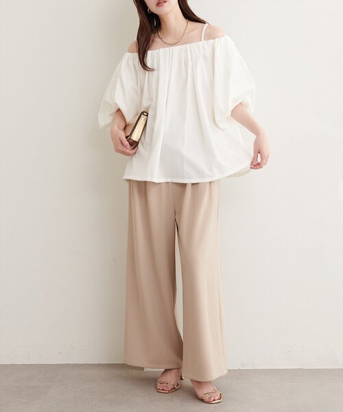 natural couture(ナチュラルクチュール)の「マルチWAYバルーンブラウス(シャツ/ブラウス・レディース・ドット/オフホワイト/グレイッシュベージュ/ブラウン/ブラック・FREE)」の9枚目の写真