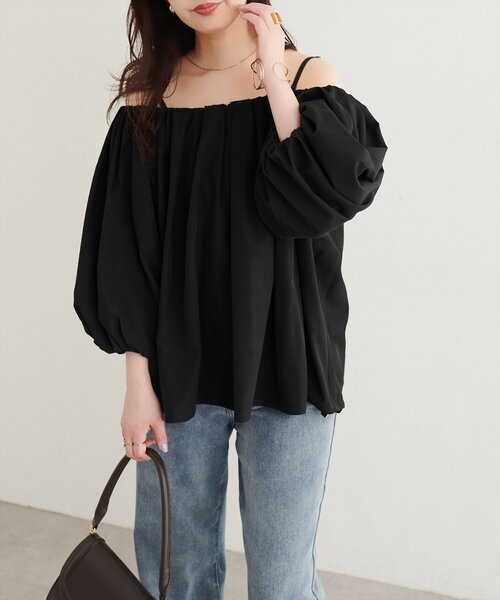 natural couture(ナチュラルクチュール)の「マルチWAYバルーンブラウス(シャツ/ブラウス・レディース・ドット/オフホワイト/グレイッシュベージュ/ブラウン/ブラック・FREE)」の11枚目の写真