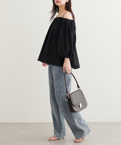 natural couture(ナチュラルクチュール)の「マルチWAYバルーンブラウス(シャツ/ブラウス・レディース・ドット/オフホワイト/グレイッシュベージュ/ブラウン/ブラック・FREE)」の13枚目の写真