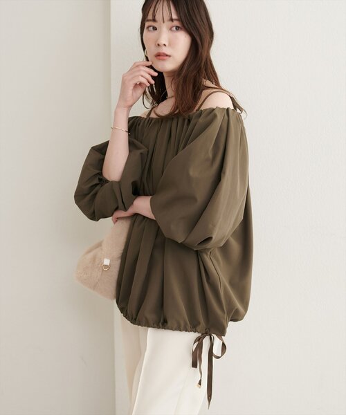 natural couture(ナチュラルクチュール)の「マルチWAYバルーンブラウス(シャツ/ブラウス・レディース・ドット/オフホワイト/グレイッシュベージュ/ブラウン/ブラック・FREE)」の15枚目の写真