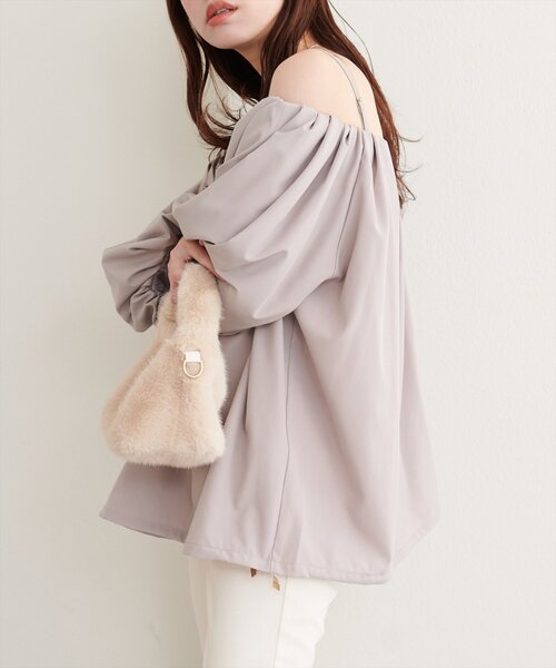 natural couture(ナチュラルクチュール)の「マルチWAYバルーンブラウス(シャツ/ブラウス・レディース・ドット/オフホワイト/グレイッシュベージュ/ブラウン/ブラック・FREE)」の18枚目の写真