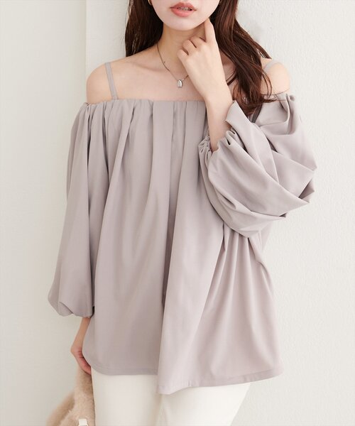 natural couture(ナチュラルクチュール)の「マルチWAYバルーンブラウス(シャツ/ブラウス・レディース・ドット/オフホワイト/グレイッシュベージュ/ブラウン/ブラック・FREE)」の19枚目の写真