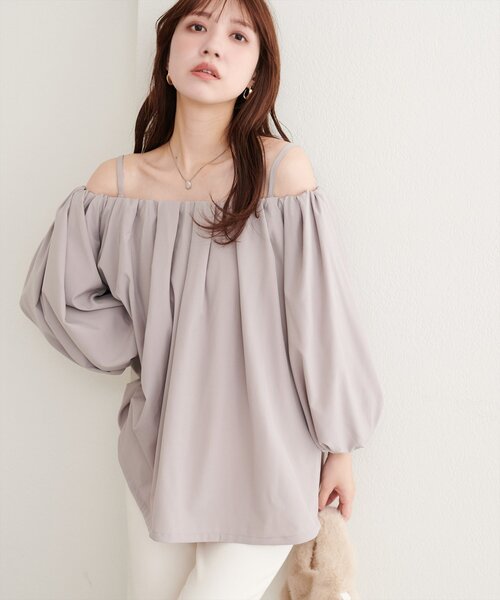 natural couture(ナチュラルクチュール)の「マルチWAYバルーンブラウス(シャツ/ブラウス・レディース・ドット/オフホワイト/グレイッシュベージュ/ブラウン/ブラック・FREE)」の20枚目の写真