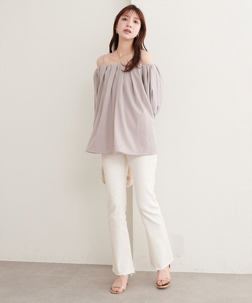 natural couture(ナチュラルクチュール)の「マルチWAYバルーンブラウス(シャツ/ブラウス・レディース・ドット/オフホワイト/グレイッシュベージュ/ブラウン/ブラック・FREE)」の21枚目の写真
