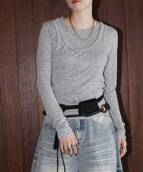 chuclla(チュクラ)の「レイヤードライク ロングスリーブトップス chw26a103(Tシャツ/カットソー・レディース・グレー/ホワイト・FREE)」の18枚目の写真