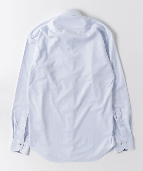 Perfect Suit FActory(パーフェクトスーツファクトリー)の「【アイシャツ累計販売枚数1100万枚突破】長袖アイシャツ 完全ノーアイロン/速乾/抗菌防臭 ブライトスクエア柄 セミワイド(ビジネスシャツ・メンズ・サックスブルー・首回り45cm-裄丈86cm/首回り39cm-裄丈80cm/首回り41cm-裄丈82cm/首回り41cm-裄丈84cm/首回り37cm-裄丈80cm/首回り39cm-裄丈82cm/首回り43cm-裄丈86cm)」の3枚目の写真