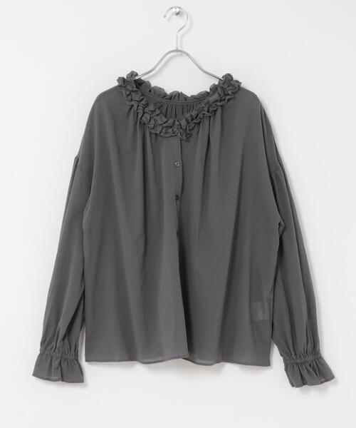 ITEMS URBANRESEARCH(アイテムズ アーバンリサーチ)の「フリルギャザー2WAYブラウス(シャツ/ブラウス・レディース・チャコールグレー/ホワイト・FREE)」の21枚目の写真