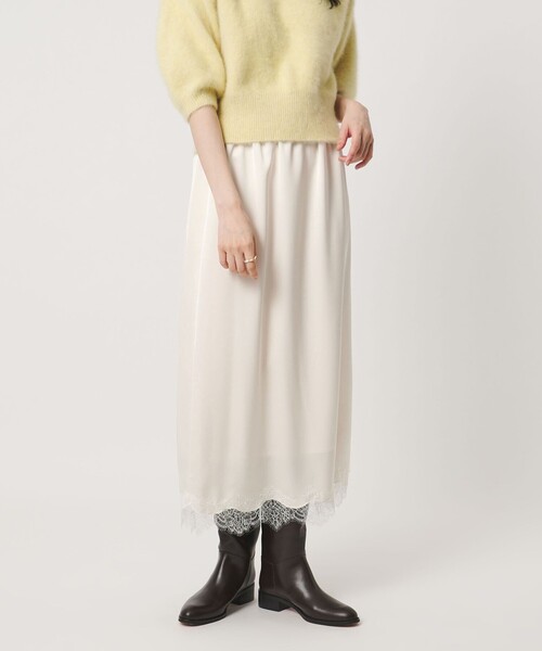 UNITED ARROWS（ユナイテッドアローズ）の「サテン レース コンビ スカート（スカート・レディース・オフホワイト/ブラック・36/38）」の2枚目の写真