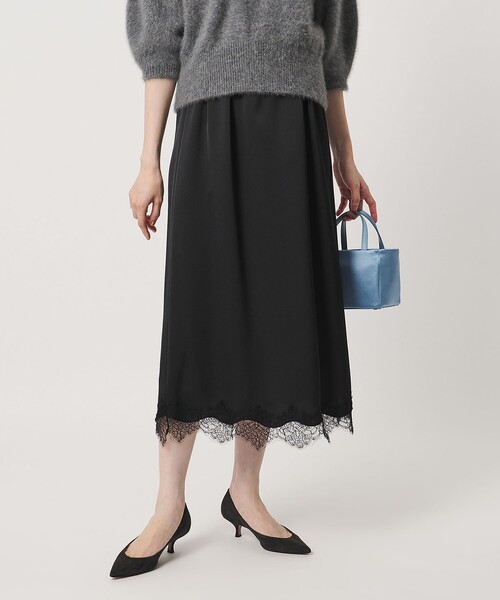 UNITED ARROWS（ユナイテッドアローズ）の「サテン レース コンビ スカート（スカート・レディース・オフホワイト/ブラック・36/38）」の3枚目の写真