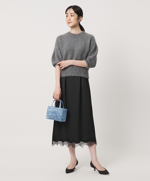 UNITED ARROWS（ユナイテッドアローズ）の「サテン レース コンビ スカート（スカート・レディース・オフホワイト/ブラック・36/38）」の4枚目の写真