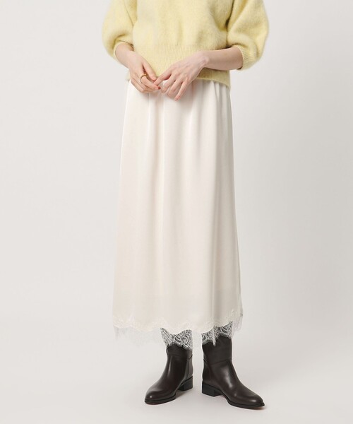 UNITED ARROWS（ユナイテッドアローズ）の「サテン レース コンビ スカート（スカート・レディース・オフホワイト/ブラック・36/38）」の5枚目の写真