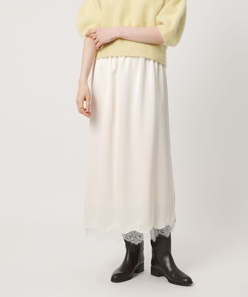 UNITED ARROWS（ユナイテッドアローズ）の「サテン レース コンビ スカート（スカート・レディース・オフホワイト/ブラック・36/38）」の9枚目の写真