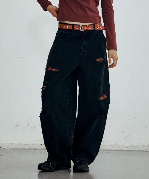 BROWNBREATH(ブラウンブレス)の「W CHECK OVERLAY PANTS(その他パンツ・レディース・ブラック・SMALL/MEDIUM)」の3枚目の写真