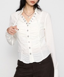 V NECK GATHER シャツ