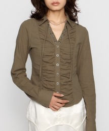 LAGUA GEM | V NECK GATHER シャツ(シャツ/ブラウス)