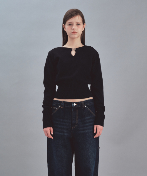 Rest&Recreation（レストアンドレクリエーション）の「LOGO CLIP KNIT TOP - BLACK（ニット/セーター・レディース・その他・ONE）」の2枚目の写真