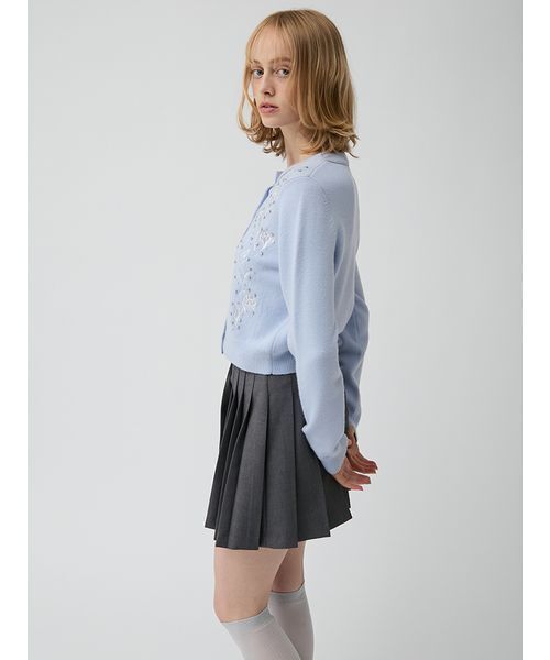 LILY BROWN（リリーブラウン）の「[L.B CANDY STOCK] Lilyエンブロイダリービジューカーディガン（カーディガン/ボレロ・レディース・ネイビー/アイボリー/ライトブルー・F）」の7枚目の写真