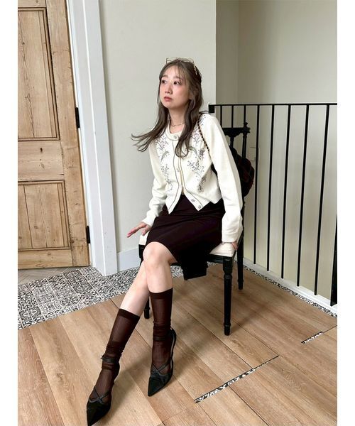LILY BROWN（リリーブラウン）の「[L.B CANDY STOCK] Lilyエンブロイダリービジューカーディガン（カーディガン/ボレロ・レディース・ネイビー/アイボリー/ライトブルー・F）」の13枚目の写真