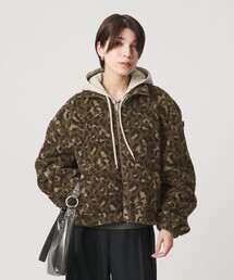 ジャガード スタンドカラー ボアブルゾン