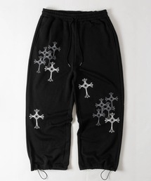 【a】別注 クロスモチーフ ワイドスウェットパンツ  セットアップ展開 病み系/グランジ/Y2K