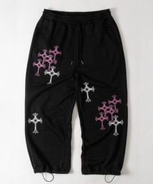 【a】別注 クロスモチーフ ワイドスウェットパンツ  セットアップ展開 病み系/グランジ/Y2K