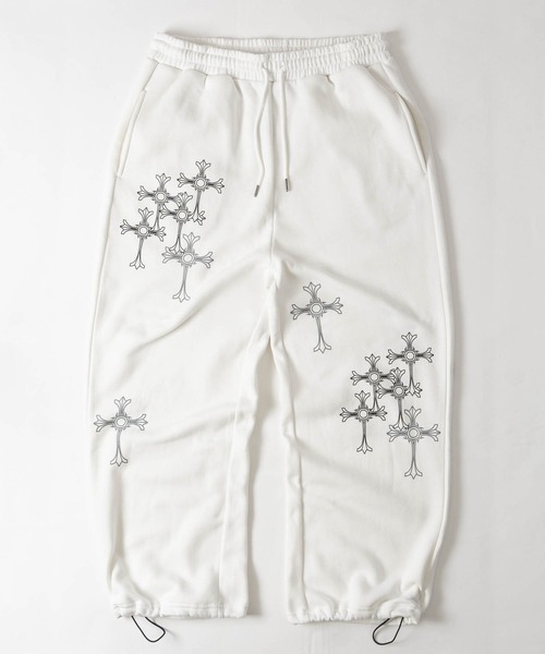a】別注 クロスモチーフ ワイドスウェットパンツ セットアップ展開