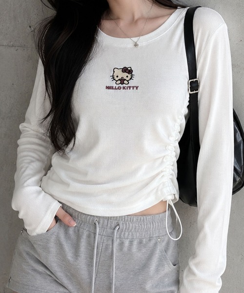 GLAMOROUS JANE(グラマラスジェーン)の「HELLO KITTY ドロストデザインリブロンT(Tシャツ/カットソー・レディース・オフホワイト/カーキ/モカ/ブラック・FREE)」の2枚目の写真