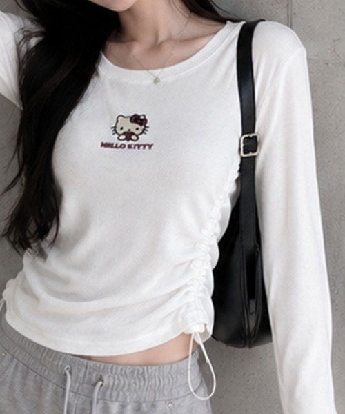 GLAMOROUS JANE(グラマラスジェーン)の「HELLO KITTY ドロストデザインリブロンT(Tシャツ/カットソー・レディース・オフホワイト/カーキ/モカ/ブラック・FREE)」の5枚目の写真