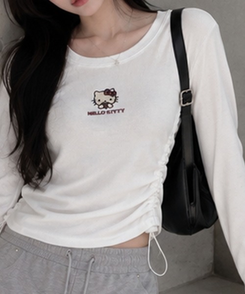GLAMOROUS JANE(グラマラスジェーン)の「HELLO KITTY ドロストデザインリブロンT(Tシャツ/カットソー・レディース・オフホワイト/カーキ/モカ/ブラック・FREE)」の18枚目の写真