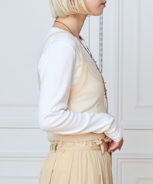 IENA LA BOUCLE(イエナラブークル)の「IENA LA BOUCLE モヘヤMIXキャミタンク(ニット/セーター・レディース・アイボリー/グリーン・FREE)」の5枚目の写真