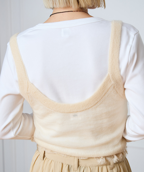 IENA LA BOUCLE(イエナラブークル)の「IENA LA BOUCLE モヘヤMIXキャミタンク(ニット/セーター・レディース・アイボリー/グリーン・FREE)」の6枚目の写真