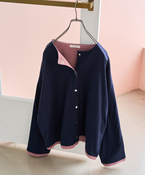 FREAK'S STORE(フリークスストア)の「限定展開 裏配色 フリース スナップ カーディガン(カーディガン/ボレロ・レディース・ナチュラル/ブラウン/グレー/ネイビー/ブラック・フリ-)」の5枚目の写真