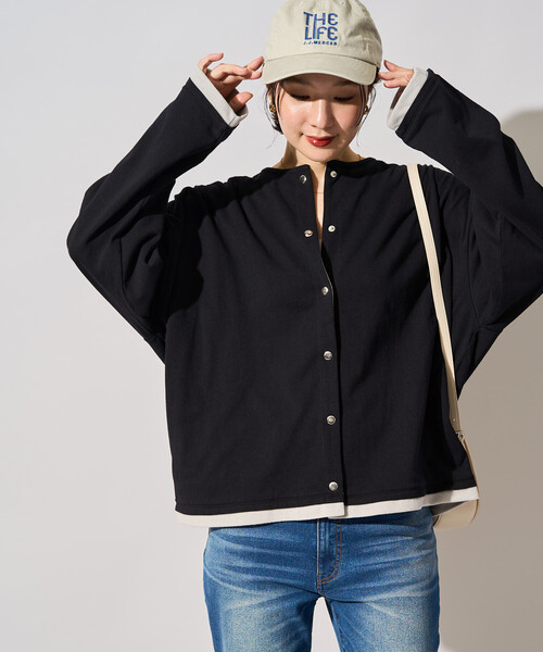 FREAK'S STORE(フリークスストア)の「限定展開 裏配色 フリース スナップ カーディガン(カーディガン/ボレロ・レディース・ナチュラル/ブラウン/グレー/ネイビー/ブラック・フリ-)」の2枚目の写真