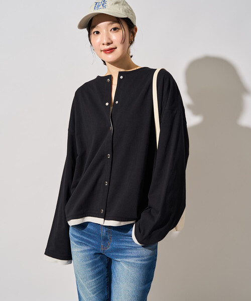 FREAK'S STORE(フリークスストア)の「限定展開 裏配色 フリース スナップ カーディガン(カーディガン/ボレロ・レディース・ナチュラル/ブラウン/グレー/ネイビー/ブラック・フリ-)」の9枚目の写真