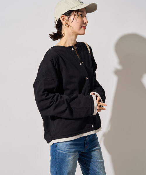 FREAK'S STORE(フリークスストア)の「限定展開 裏配色 フリース スナップ カーディガン(カーディガン/ボレロ・レディース・ナチュラル/ブラウン/グレー/ネイビー/ブラック・フリ-)」の10枚目の写真