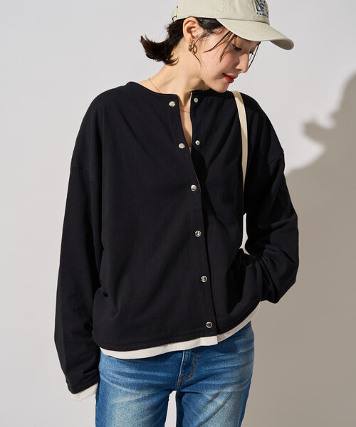 FREAK'S STORE(フリークスストア)の「限定展開 裏配色 フリース スナップ カーディガン(カーディガン/ボレロ・レディース・ナチュラル/ブラウン/グレー/ネイビー/ブラック・フリ-)」の11枚目の写真
