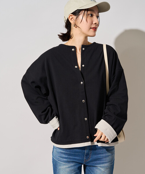 FREAK'S STORE(フリークスストア)の「限定展開 裏配色 フリース スナップ カーディガン(カーディガン/ボレロ・レディース・ナチュラル/ブラウン/グレー/ネイビー/ブラック・フリ-)」の12枚目の写真