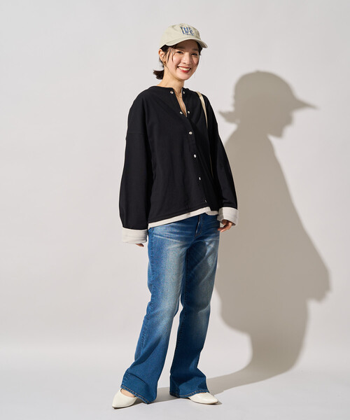 FREAK'S STORE(フリークスストア)の「限定展開 裏配色 フリース スナップ カーディガン(カーディガン/ボレロ・レディース・ナチュラル/ブラウン/グレー/ネイビー/ブラック・フリ-)」の14枚目の写真