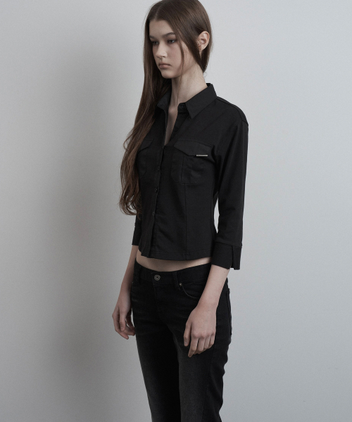 INEGI(イネギ)の「Sleek Pocket Shirt (black)(シャツ/ブラウス・レディース・その他・ONE SIZE)」の1枚目の写真