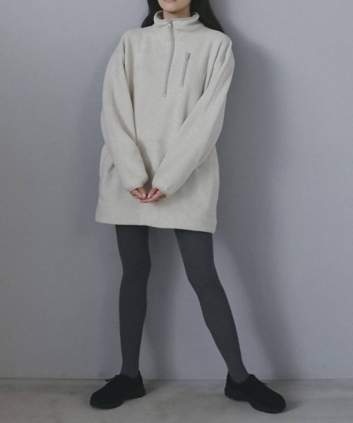 anuke（アンヌーク）の「Fleece 2way Onepiece 62620307（ワンピース・レディース・チャコールグレー/オフホワイト・38/36）」の11枚目の写真