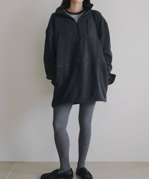 anuke（アンヌーク）の「Fleece 2way Onepiece 62620307（ワンピース・レディース・チャコールグレー/オフホワイト・38/36）」の20枚目の写真