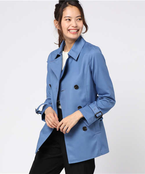 Honeys（ハニーズ）の「ショート丈トレンチコート（トレンチコート・レディース・ピンク/ライトベージュ/ブルー・L/M）」の2枚目の写真