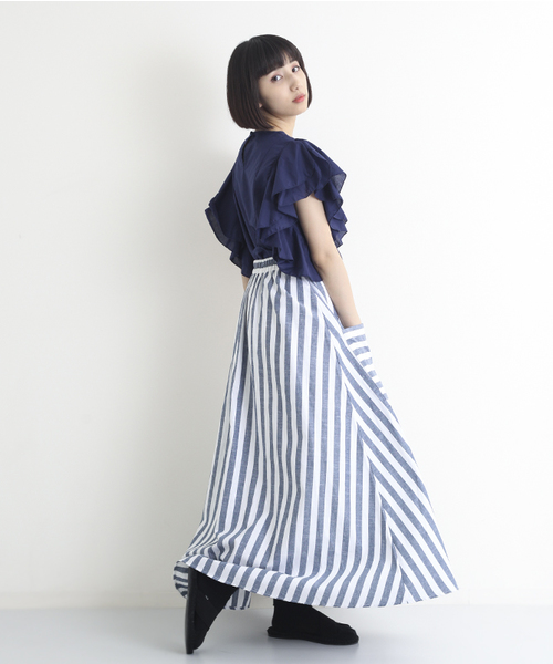 MERLOT（メルロー）の「ボーダーポケットストライプフレアスカート2946（スカート・レディース・ネイビー/レッド・FREE）」の6枚目の写真