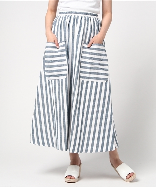 MERLOT（メルロー）の「ボーダーポケットストライプフレアスカート2946（スカート・レディース・ネイビー/レッド・FREE）」の9枚目の写真