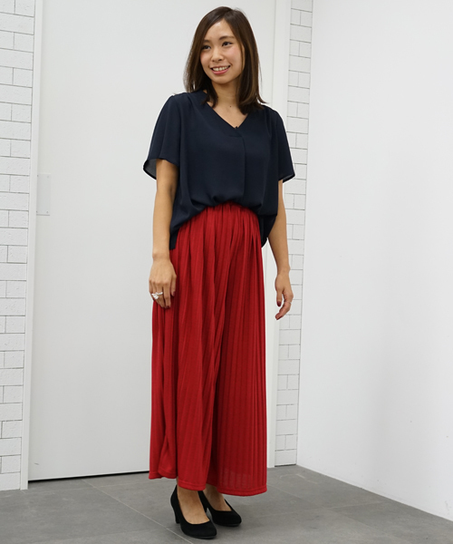 earth music&ecology（アースミュージックアンドエコロジー）の「カットプリーツスカーチョ（その他パンツ・レディース・レッド/ブラック/ベージュ/ネイビー/マスタード/杢グレー/ブルーグリーン/カーキ・FREE）」の16枚目の写真