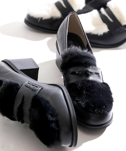 WEGO（ウィゴー）の「WEGO/ファー切替ローファー（ローファー・レディース・ホワイト/ブラック/ブラウン・LARGE/MEDIUM）」の3枚目の写真