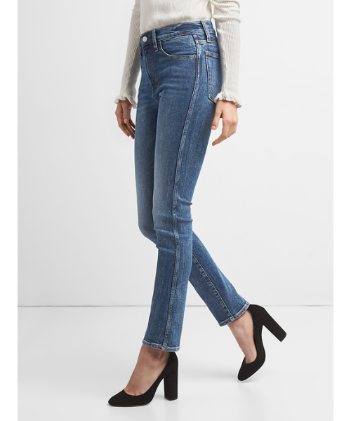 GAP（ギャップ）の「ハイライズ スリムストレートフィット ジーンズ（デニムパンツ・レディース・インディゴブルー・29/26/27/24/25/23/28/24inch/28inch/29inch/27inch/23inch/26inch/25inch）」の4枚目の写真