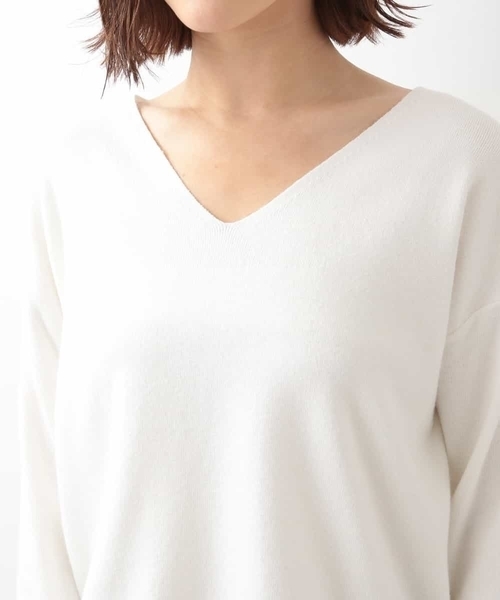 OFUON le MK（オフオンルエムケー）の「Vネックニットプルオーバー（ニット/セーター・レディース・アイボリー/ブラック/ライトグレー・38）」の6枚目の写真