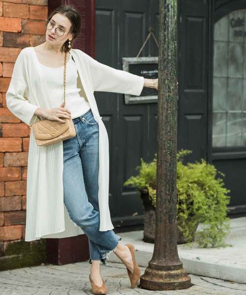 Emma Taylor（エマテイラー）の「プリーツニットガウン（カーディガン/ボレロ・レディース・ネイビー/オフホワイト/キャメル/モカ・FREE）」の15枚目の写真